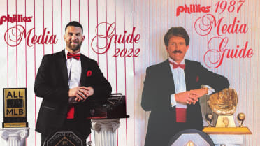 Bryce Harper and Mike Schmidt Philadelphia Phillies city skyline