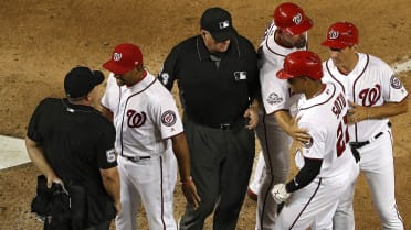 Washington Nationals' Juan Soto makes a running catch on a ball hit by St.  Louis Cardinals' Kol …