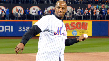 Former New York Mets' Darryl Strawberry during Old-Timers' Day ceremony  before a baseball game between the Colorado Rockies and the New York Mets  on Saturday, Aug. 27, 2022, in New York. (AP