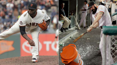 Sandoval pitches the ninth and Law scores a run in Giants blowout