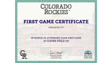 First Game Certificate