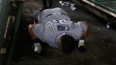 Ji-Man Choi lifted weights in the Rays' dugout after narrowly missing a  go-ahead homer