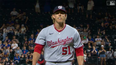 ATLANTA, GA - JULY 08: Washington Nationals relief pitcher Jordan Weems  (51) prepares to deliver a pitch during the Friday evening MLB game between  the Washington Nationals and the Atlanta Braves on