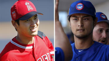 Shohei Ohtani and Yu Darvish met up before Tuesday's Angels-Padres game  🇯🇵🤝 Both players had similar paths, going from the Hokkaido…