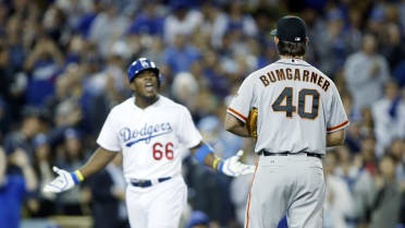 Yasiel Puig and his teammates mock Madison Bumgarner with 'Don't