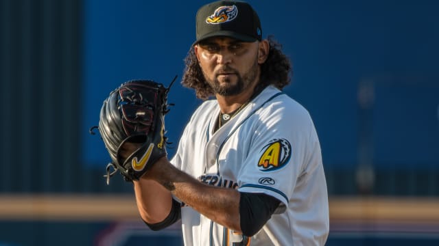 Danny Salazar rocks the Ricky 'Wild Thing' Vaughn look at Indians camp