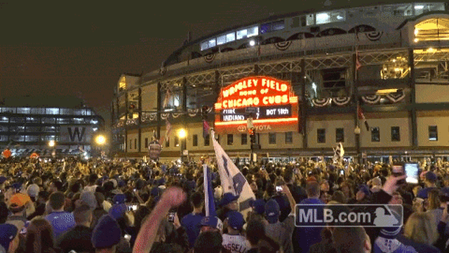 Cubs Fans Stake Out Mag Mile To Snag A Photo With World Series