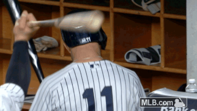Brett Gardner slams garbage can with bat