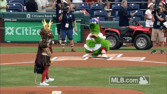 The Mouse King throws first pitch, scares the Phanatic