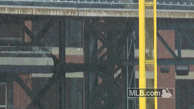 Baseball hits fan's umbrella