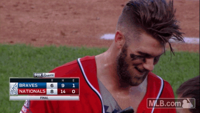 Washington Nationals Max Scherzer can only smile as he is drenched in  celebratory chocolate syrup after pitching a no-hitter against the  Pittsburgh Pirates at Nationals Park on June 20, 2015 in Washington