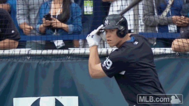 Watch as Aaron Judge's batting practice homer smashes into a