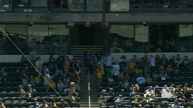 Chad Pinder smoked a foul ball behind him that left a Petco Park