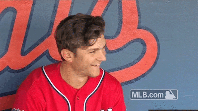 Trea Turner smiling to himself