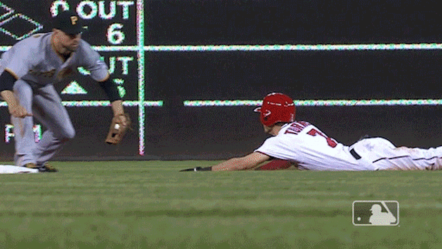 Trea Turner avoids the tag