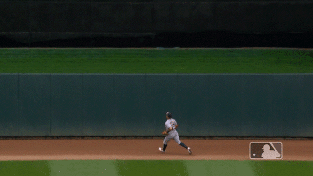 Twins Brian Dozier got a baseball stuck in the outfield padding