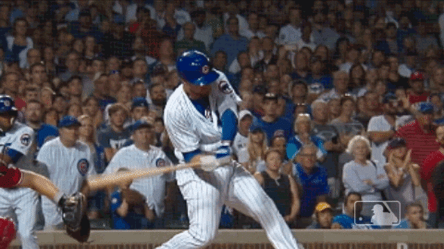 David Bote bat flip after walk-off grand slam