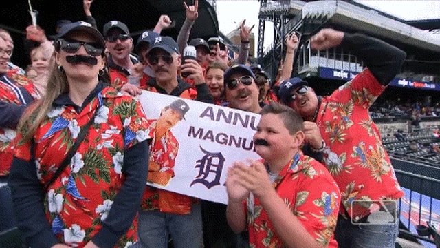 A group of Tigers fans celebrated “Annual Magnum P.I. Day” at Comerica  yesterday : r/baseball
