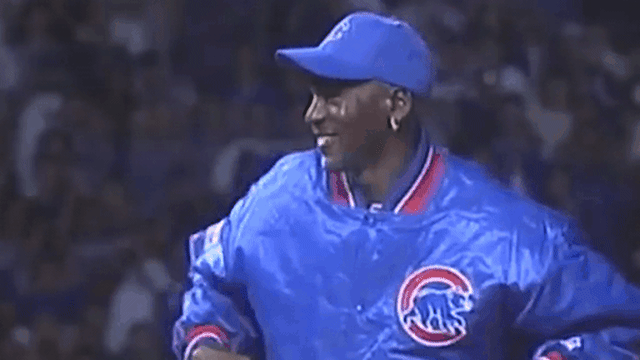 Michael Jordan's first pitch for Cubs