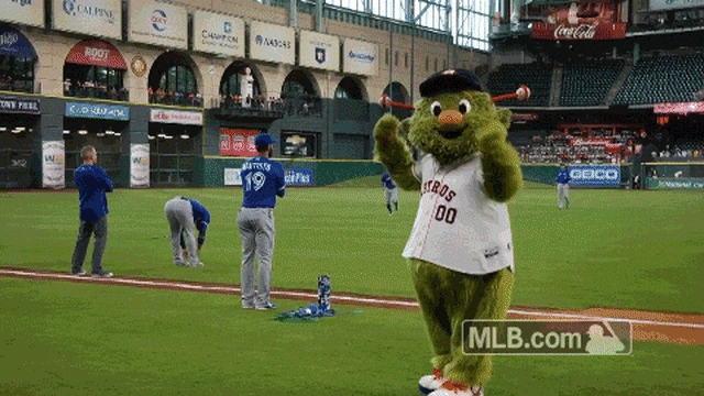 Jose Bautista vs. Astros' mascot Orbit 