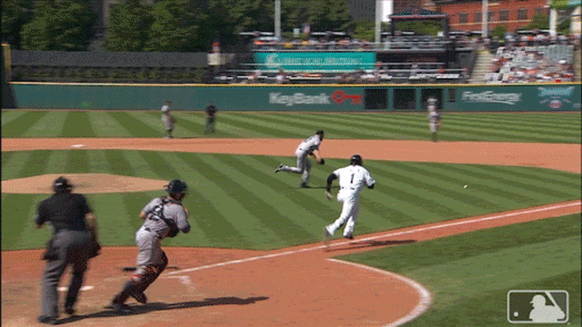 Chris Devenski makes a diving play off the mound