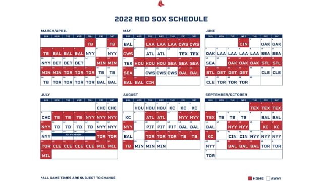 Printable Schedule | Boston Red Sox