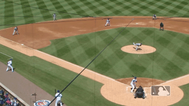 Javier Baez steals third on pickoff attempt