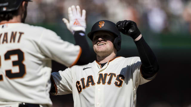 San Francisco Giants' Game 5 starter Logan Webb drinks a