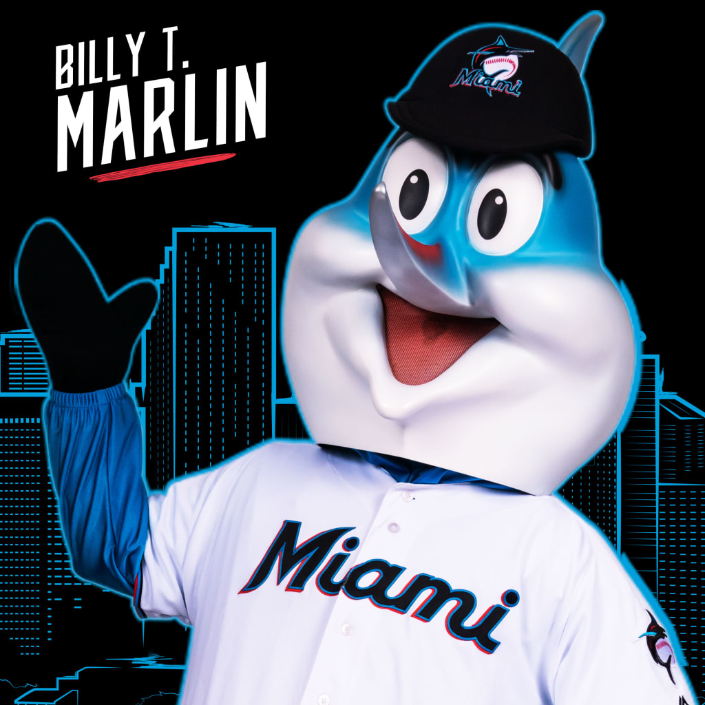 Miami Marlins mascot Billy the Marlin entertains the crowd opening day  against the St. Louis Cardinals at the new Miami Marlins Ball Park on April  4, 2012, in Miami, Florida. The Cardinals