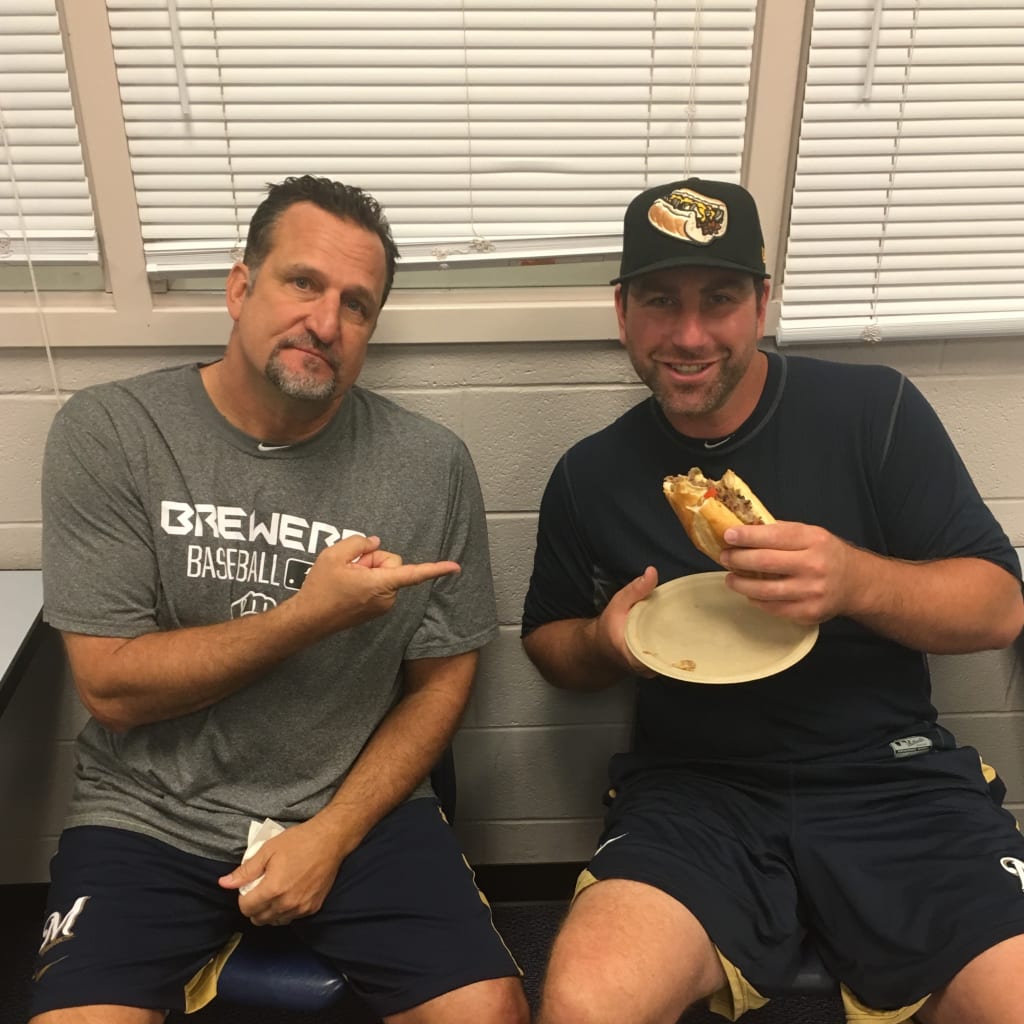 Ed Sedar, left, with Hanel during his record-setting day. (Photo via Hanel)