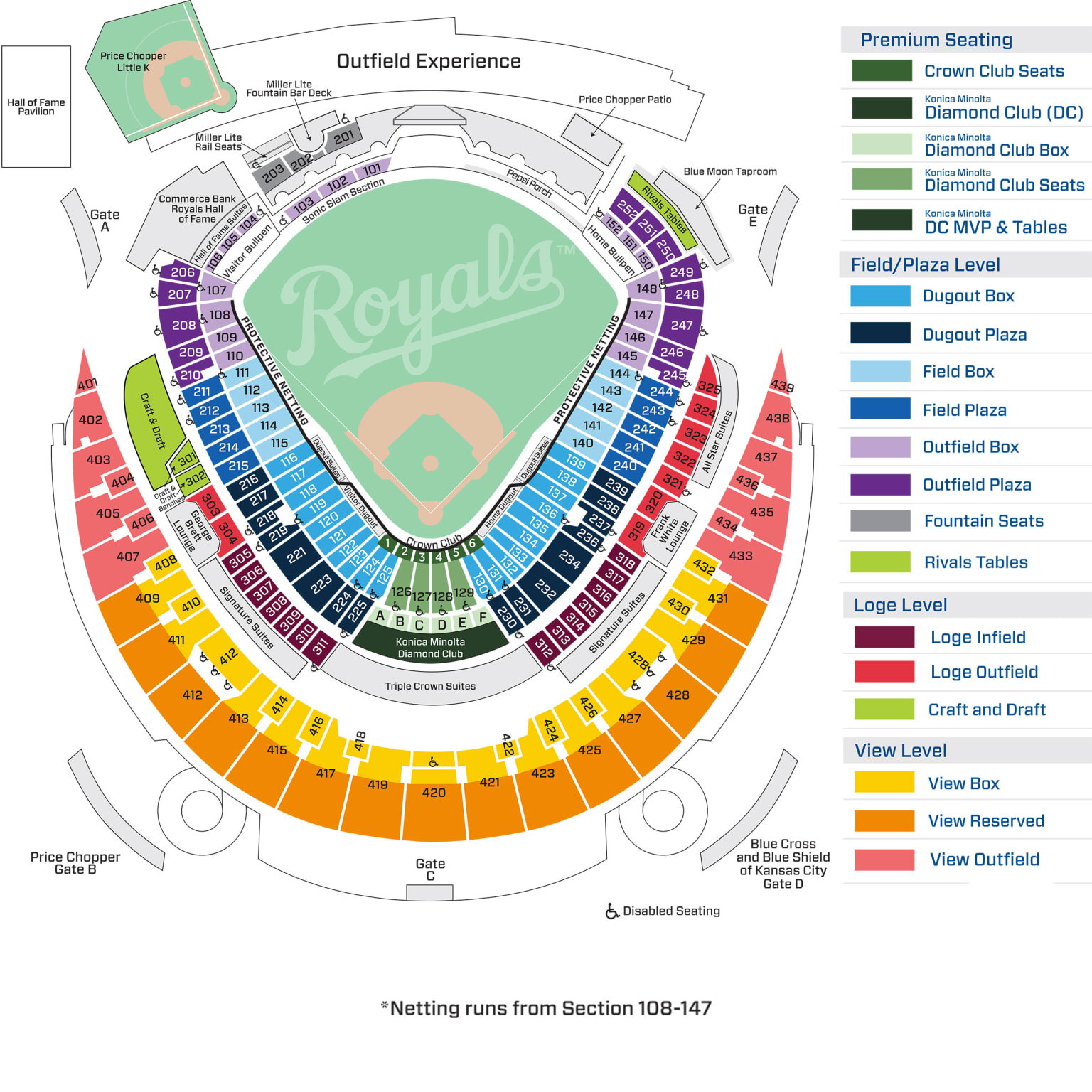 Kauffman Stadium Seating Map Kansas City Royals