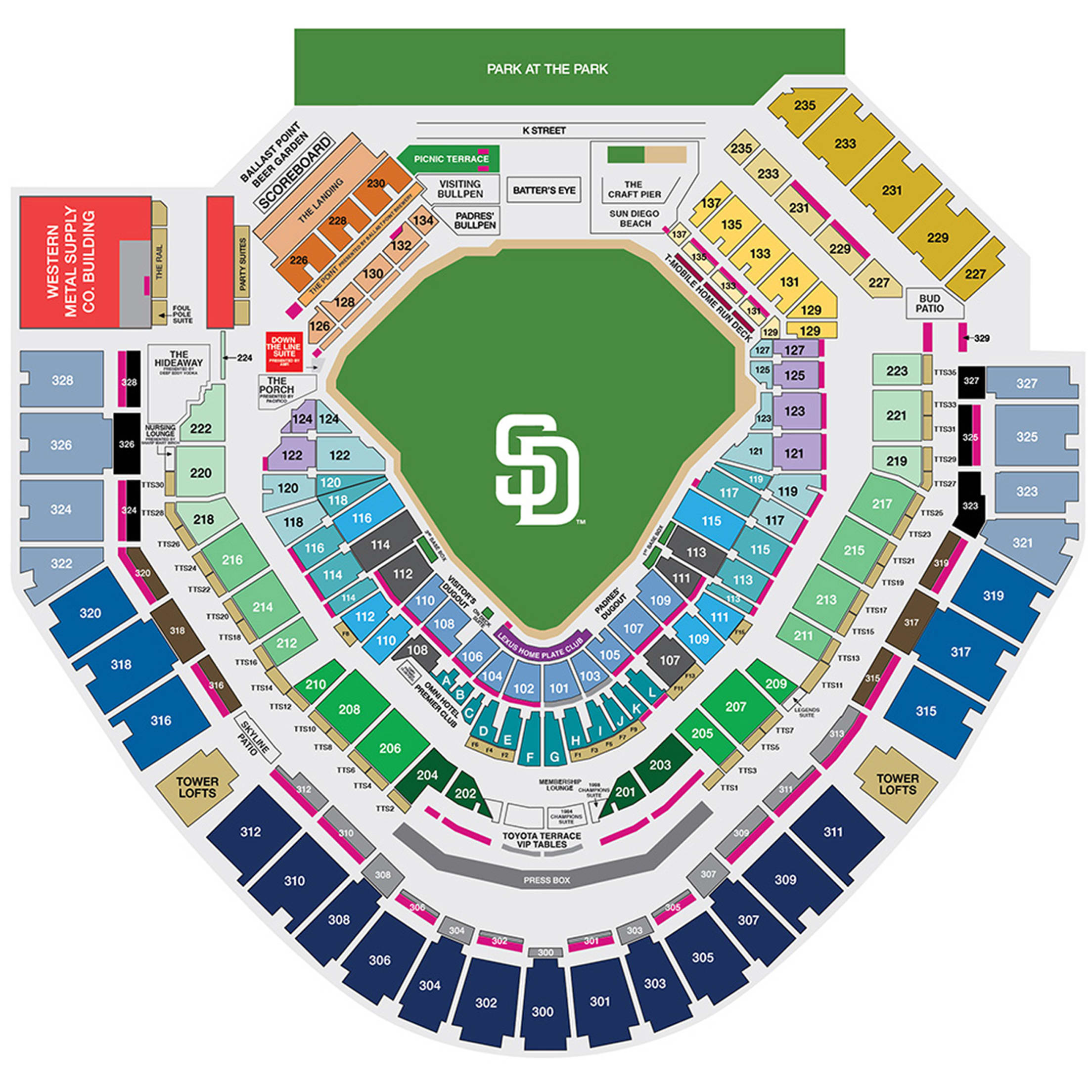 Petco Park Seating Map Netting San Diego Padres