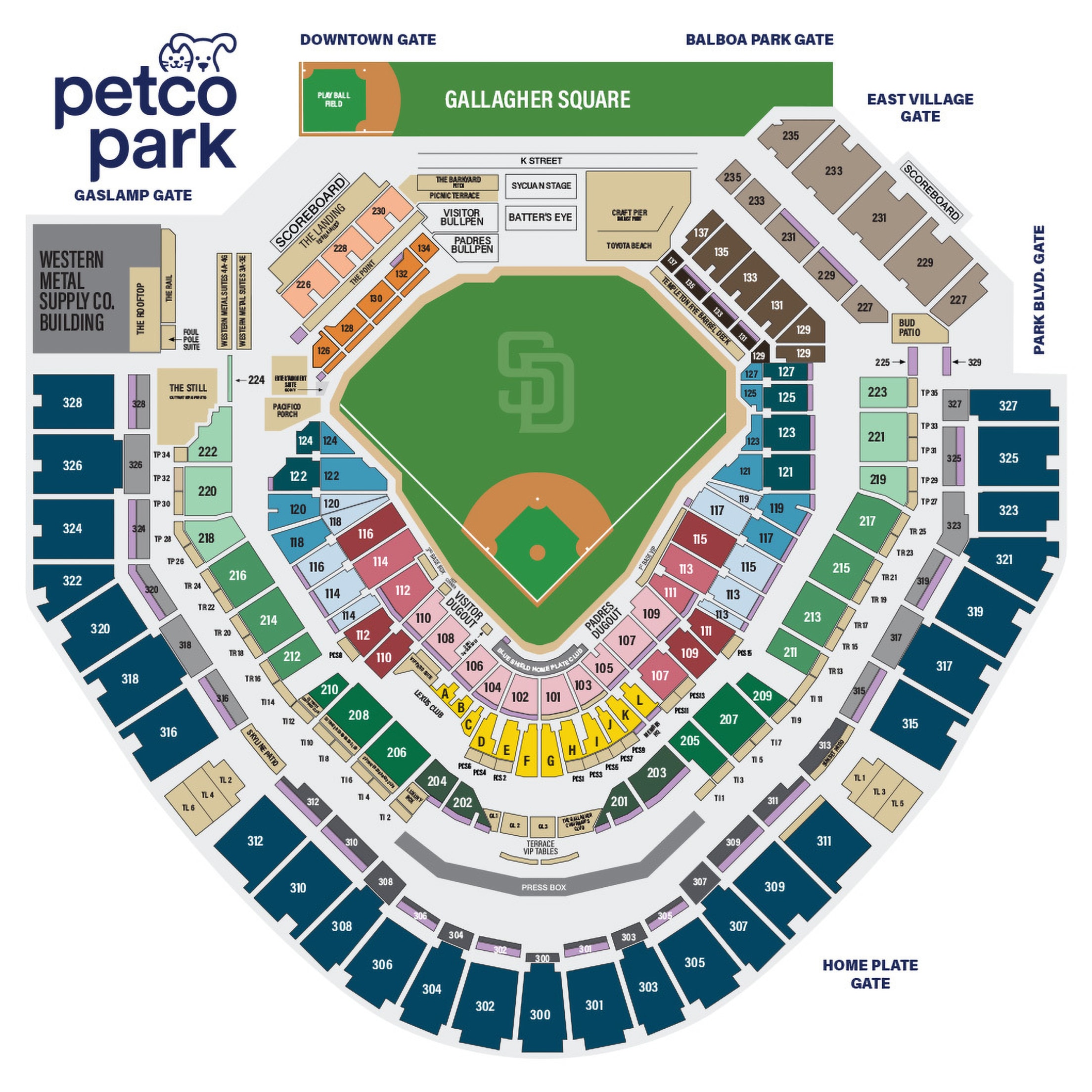 Petco Park Seating Map San Diego Padres