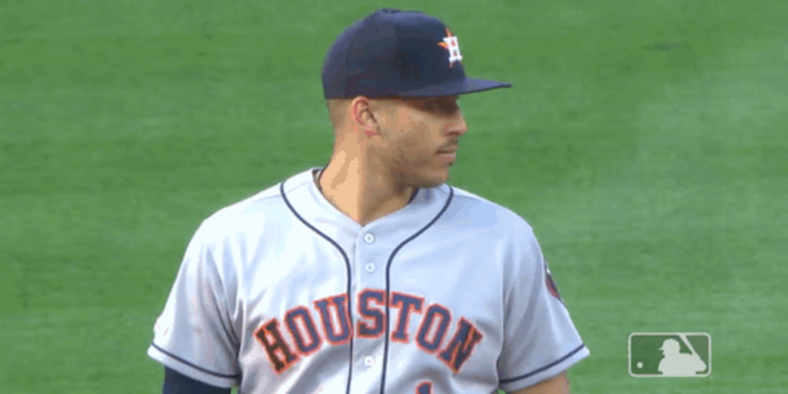 Carlos Correa makes play with butterfly on shoulder