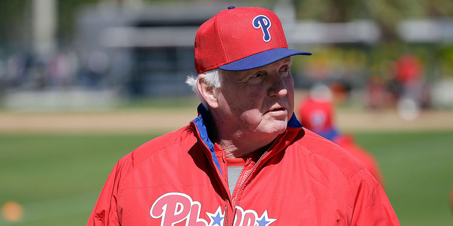 Philadelphia Phillies manager Charlie Manuel and catcher Carlos