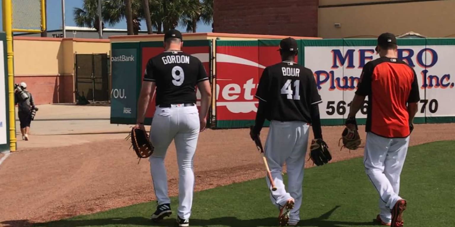 Joe Frisaro on X: Justin Bour modeling #Marlins jersey. #16 in