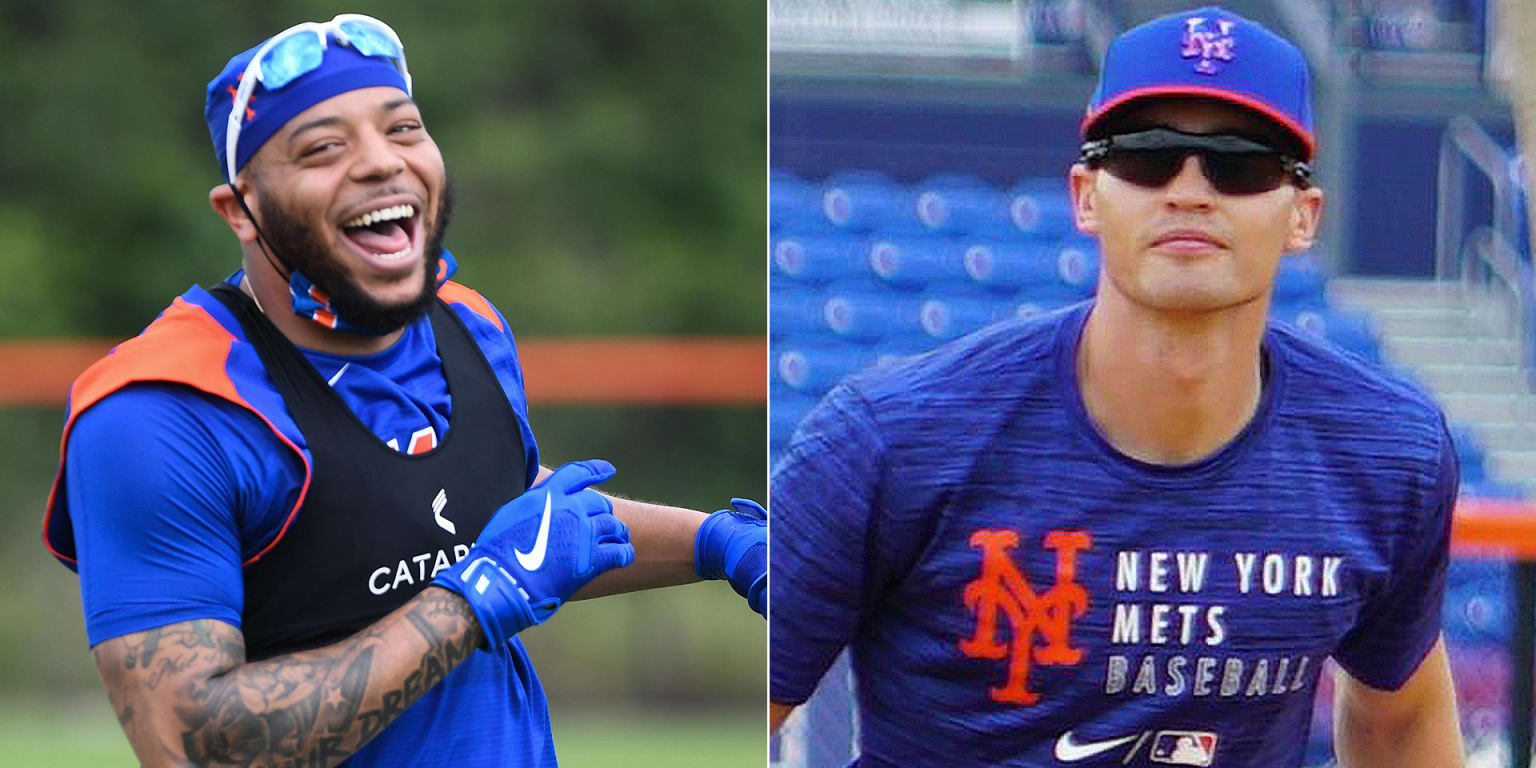 Dominic Smith, Brandon Nimmo work on defense