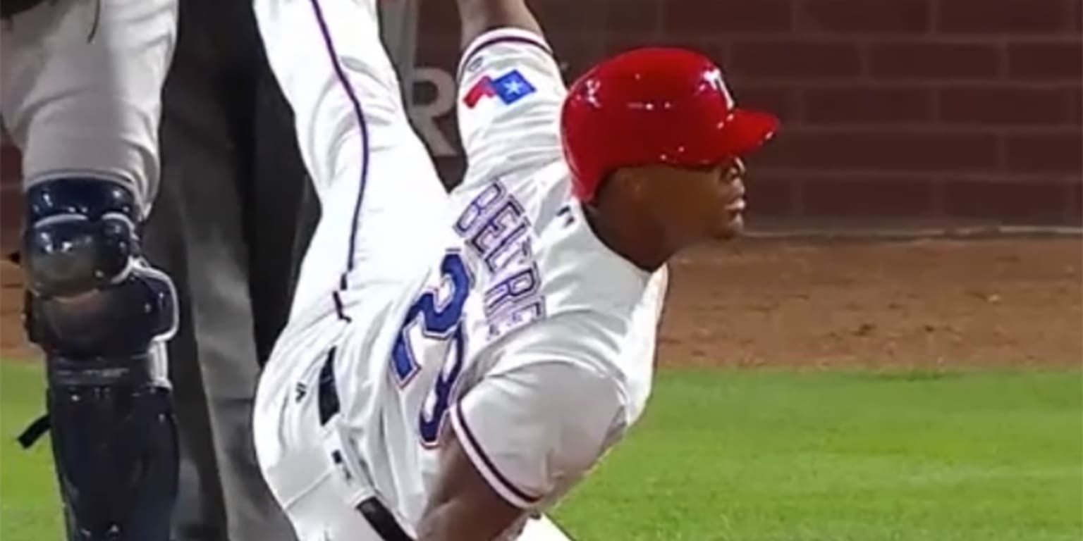 Adrian Beltre swung so hard he fell to a knee  and then he stayed there  and struck a pose