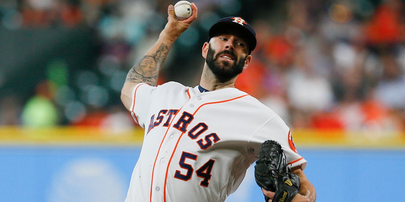 August 1, 2017: Houston Astros starting pitcher Mike Fiers (54) looks  serious on the mound during a Major League Baseball game between the  Houston Astros and the Tampa Bay Rays at Minute