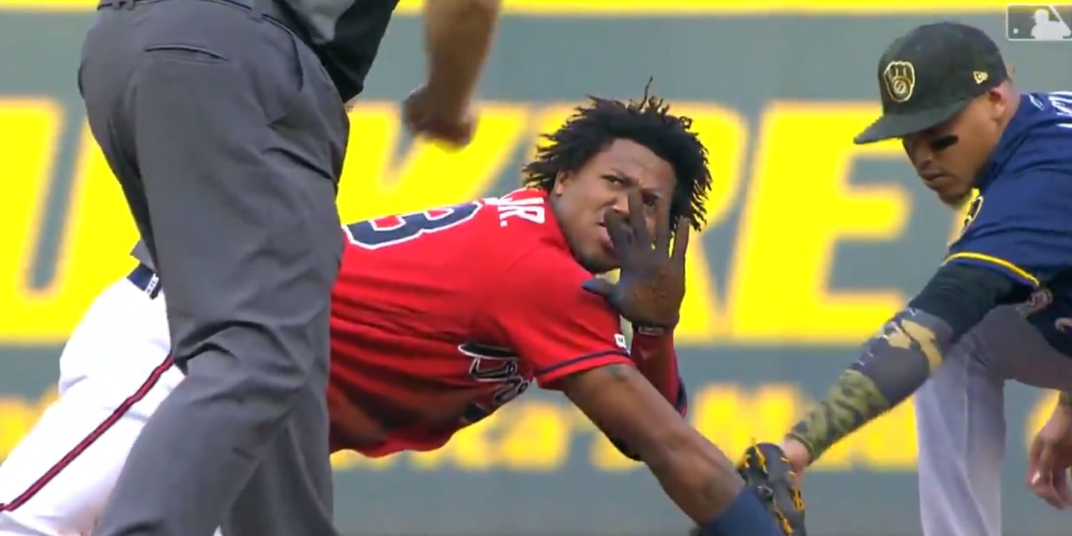Ronald Acuna Jr. slaps Arcia's hand away | MLB.com