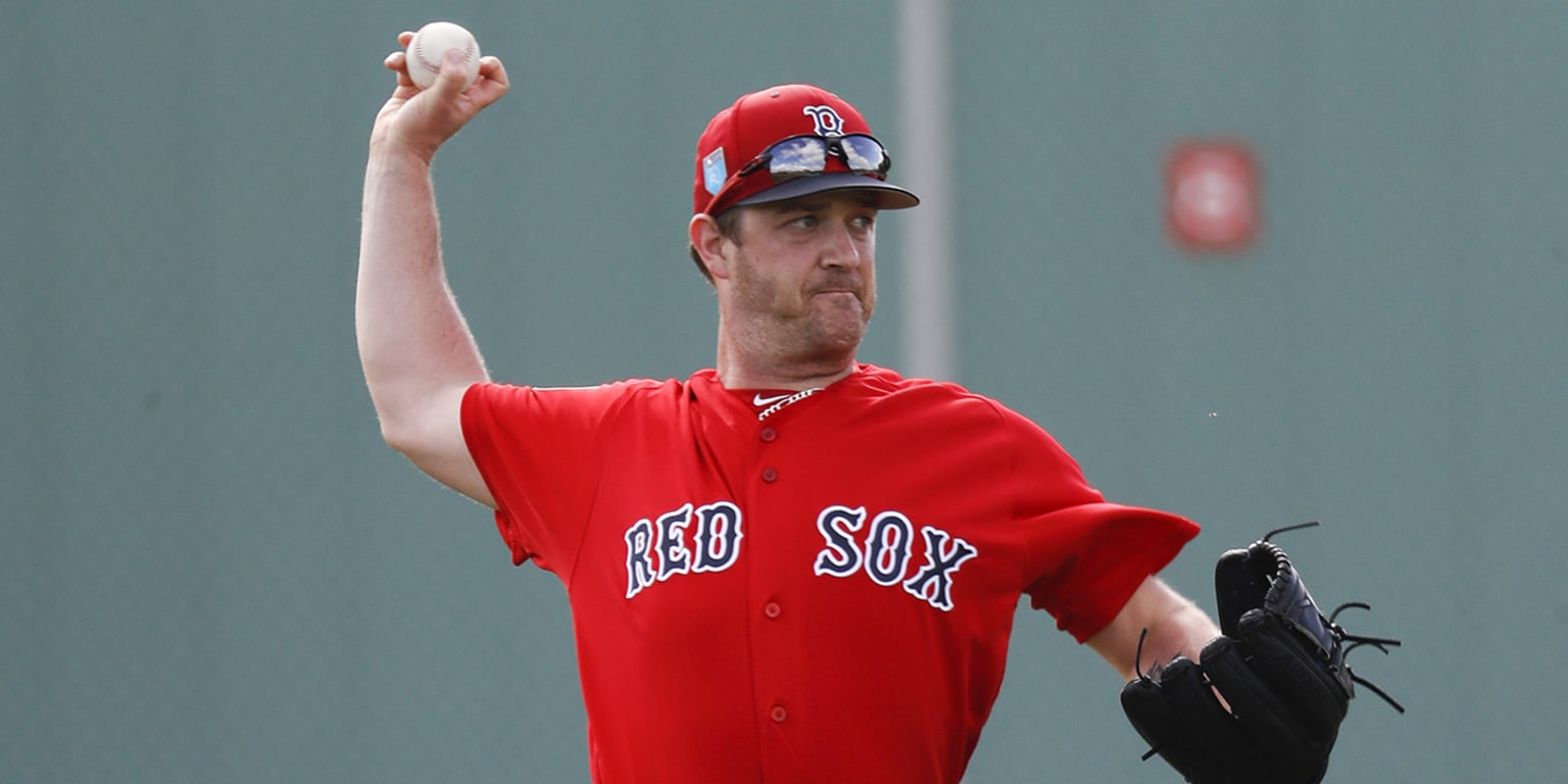 Boston's Steven Wright throws batting practice