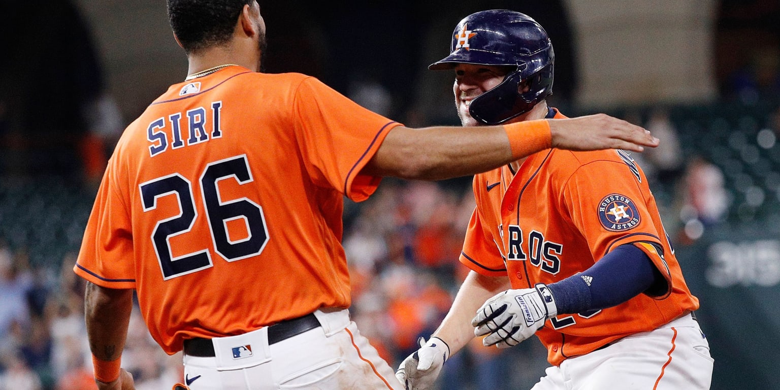 Houston Astros center fielder Chas McCormick can't make the catch on a  triple by Tampa Bay Rays' Wander Franco during the first inning of a  baseball game Friday, July 28, 2023, in