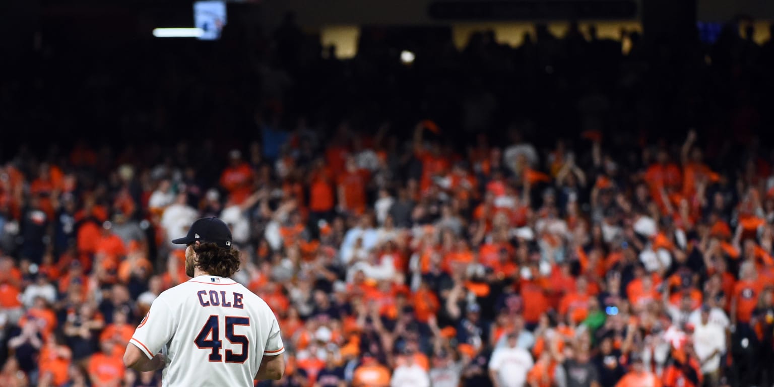 Closeup portrait of Houston Astros Gerrit Cole posing during photo