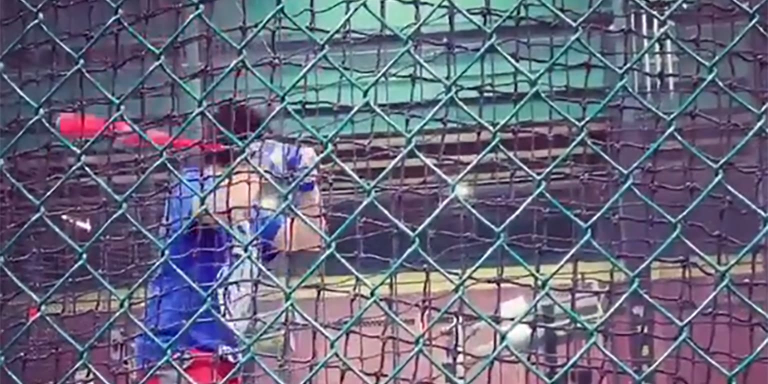 Yu Darvish's son is practicing his swing in the cage and sending