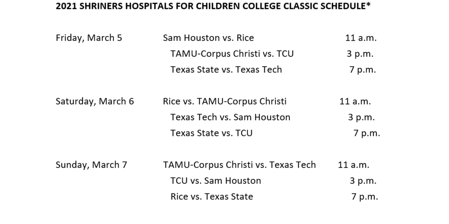 Astros release info for 2021 Shriners Classic - Sam Houston