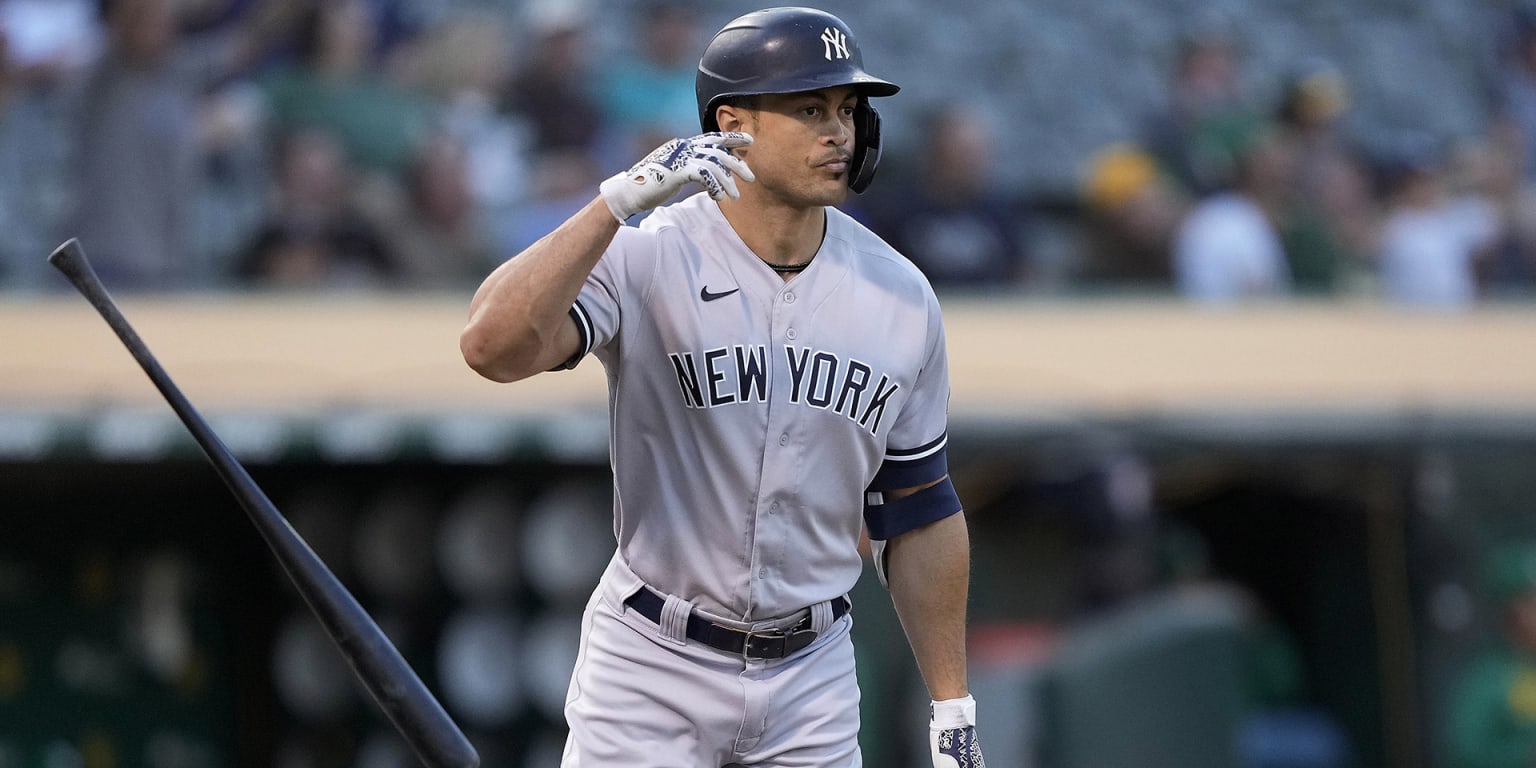 New York Yankees first baseman Luke Voit (59) looks on from the dugout  against the Toronto Blue Jays during the first inning of a baseball game on  Wednesday, Sept. 8, 2021, in