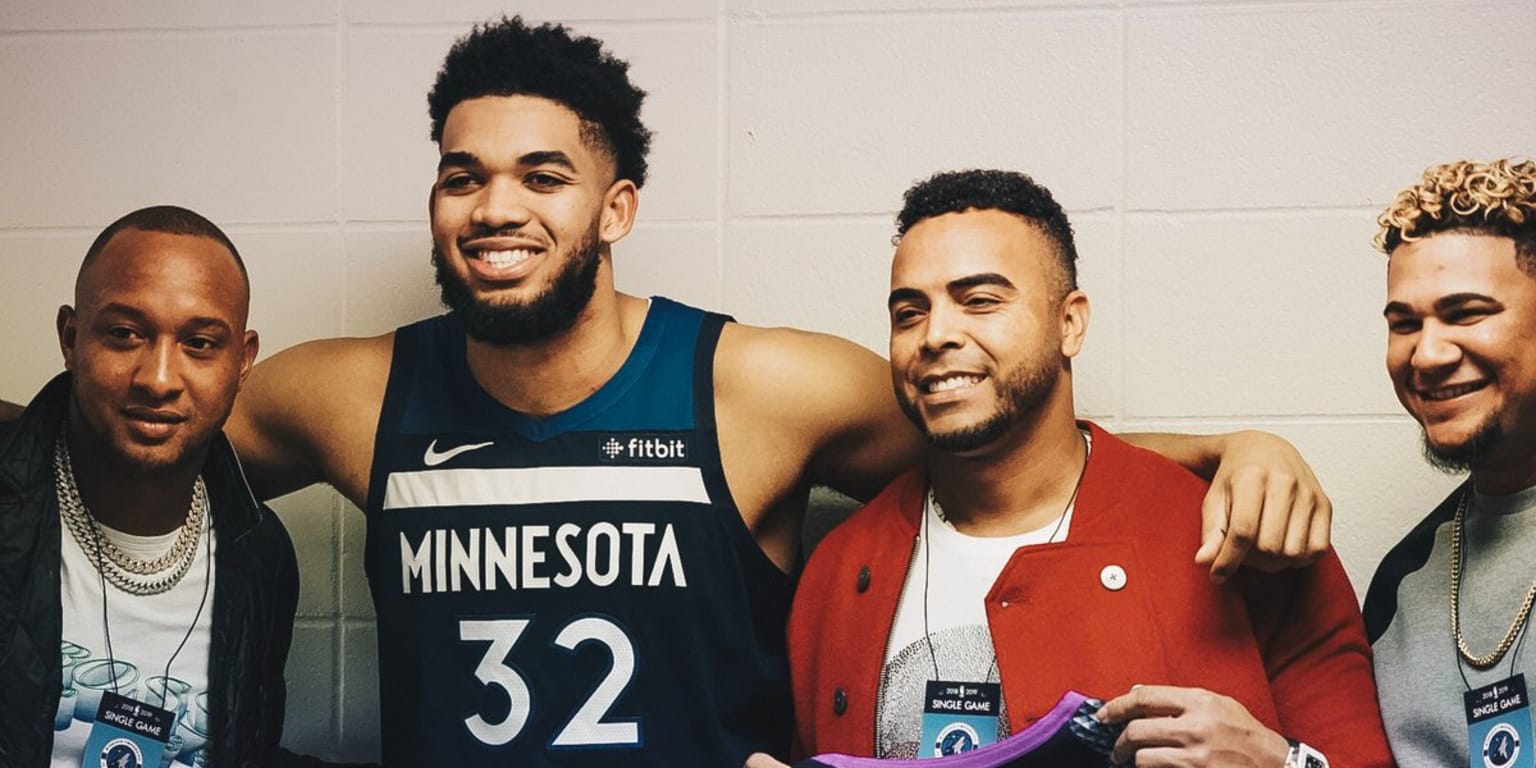 Nelson Cruz meets Karl Anthony Towns at Timberwolves game