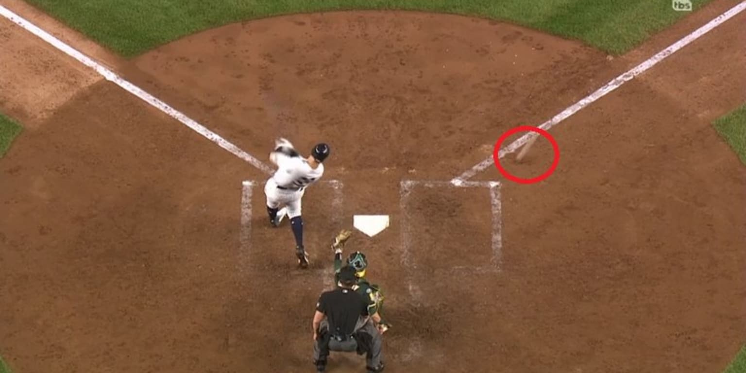 Aaron Judge's hit initially bounced foul outside the batter's box ...