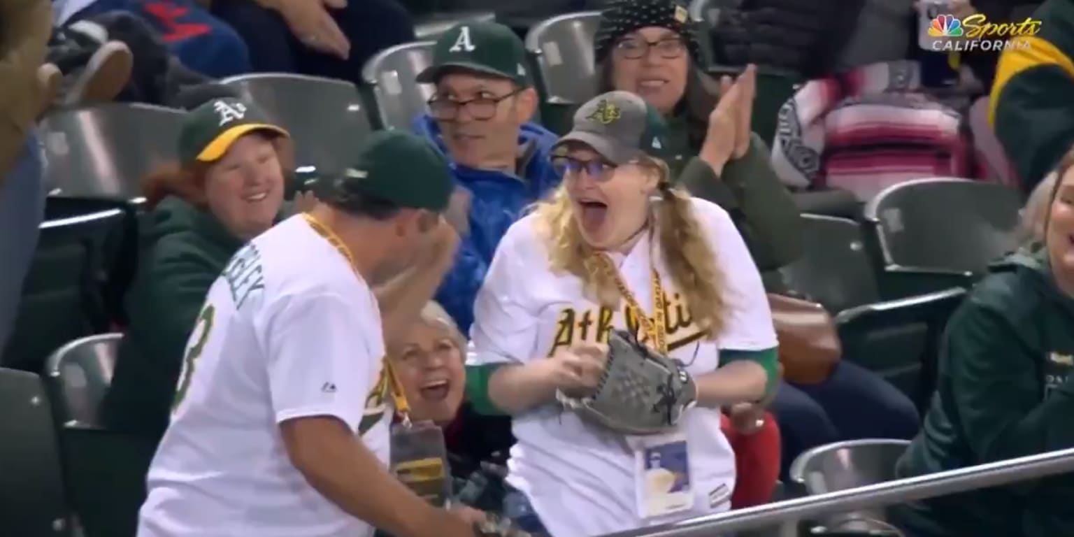 A's fan makes back-to-back foul ball catches 