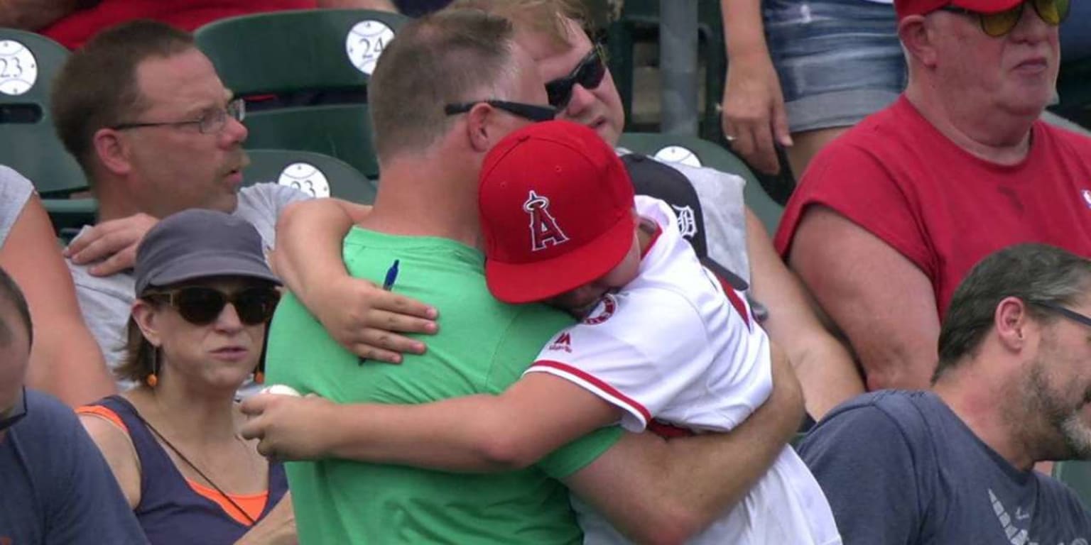 Mike Trout makes a young fan's day, tears are shed, and baseball is great